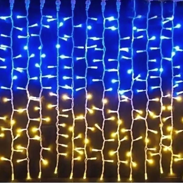 Гірлянда-штора 160 LED, 2x2 м, кольори прапора України 00000000000058j фото