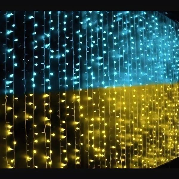 Гірлянда-штора 160 LED, 2x2 м, кольори прапора України 00000000000058j фото