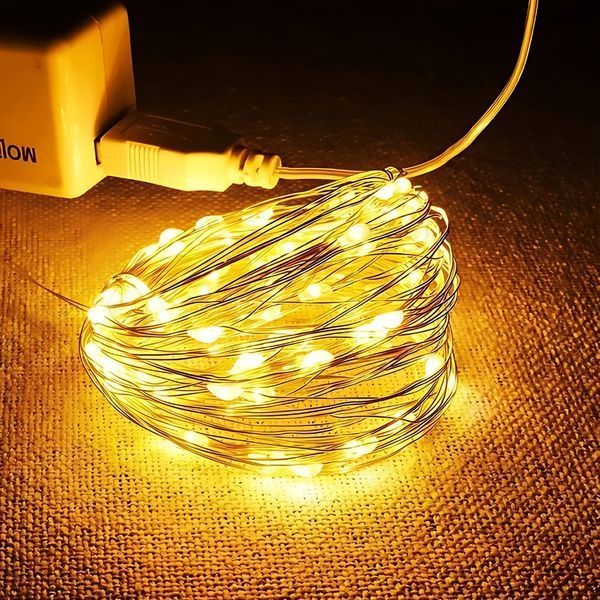 Гірлянда "Роса" 5 м, 50 LED, тепле світло, новорічна LED гірлянда 00000000000062 фото