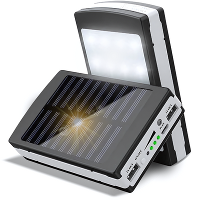 20000 mah портативний зарядний пристрій із сонячною панеллю та ліхтарем, зарядка на сонячній батареї 00000055 фото