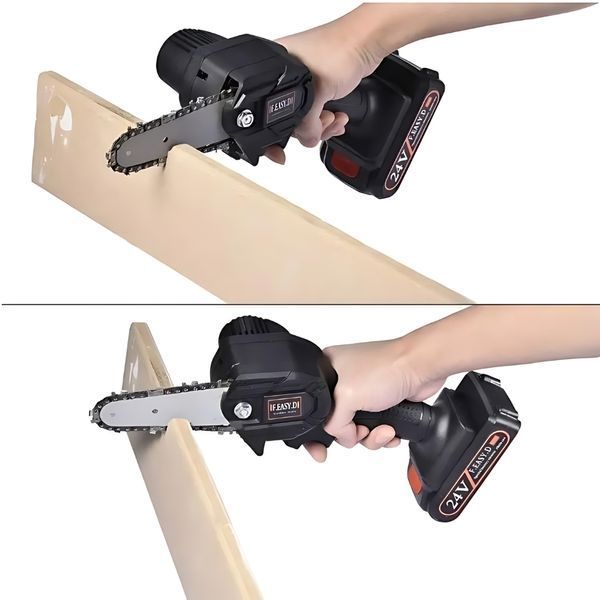 Акумуляторна міні-пила 6" для обрізки дерев Mini Electric Chainsaw Black з 2 АКБ 00000015 фото
